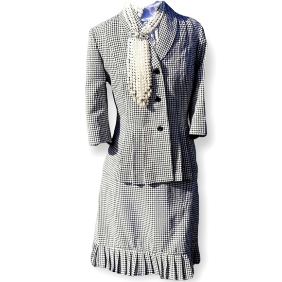 T. Milano pencil skirt suit set sz 12P blk/wht - Picture 9 of 11